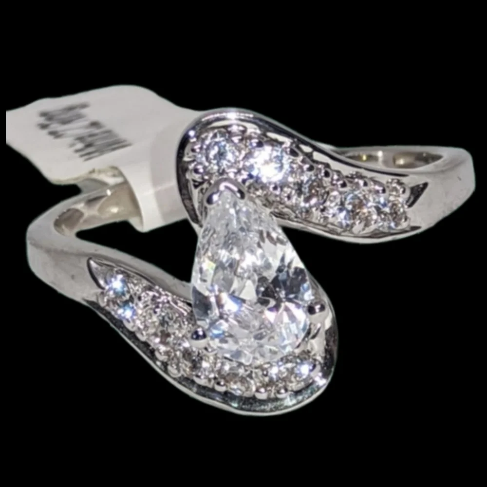 White Gold Plated with CZ Center Stone. Size 12 NWOT